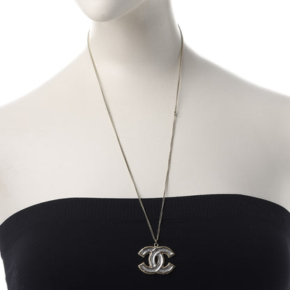 Chanel Enamel CC Pendant Necklace Gold Silver 2 of 8