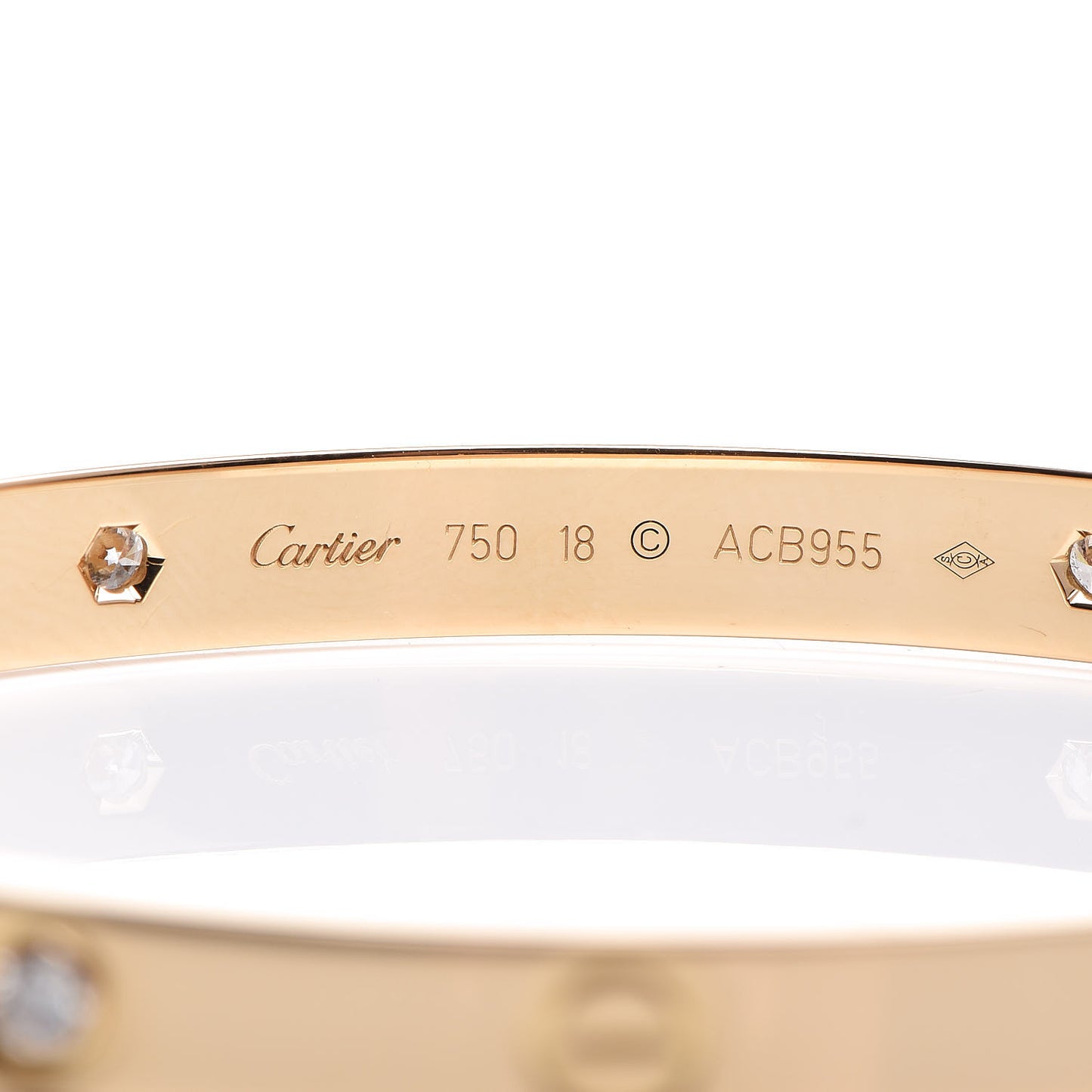 18K Yellow Gold 4 Diamond LOVE Bracelet 18