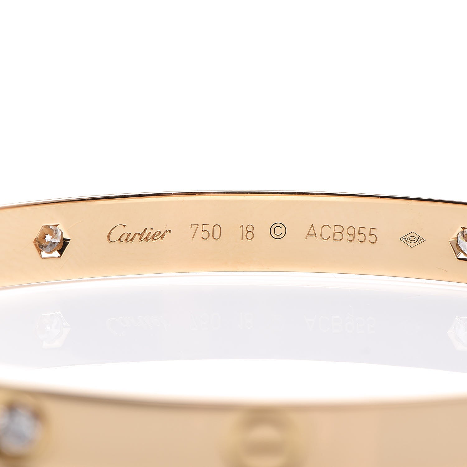 Cartier 18K Yellow Gold 4 Diamond LOVE Bracelet 18 4 of 6