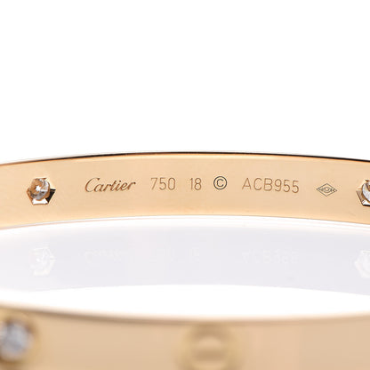 Cartier 18K Yellow Gold 4 Diamond LOVE Bracelet 18 4 of 6