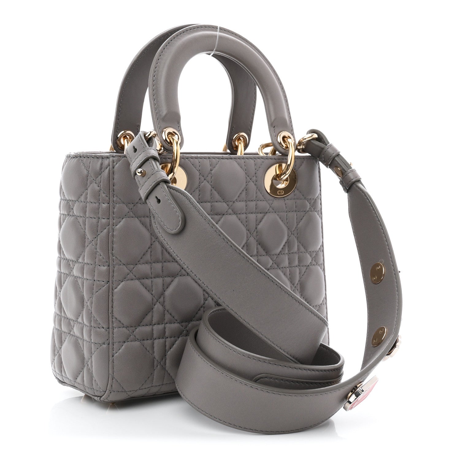 Christian Dior Lambskin Cannage Small Lucky Badges My Lady Dior Grey 3 of 10