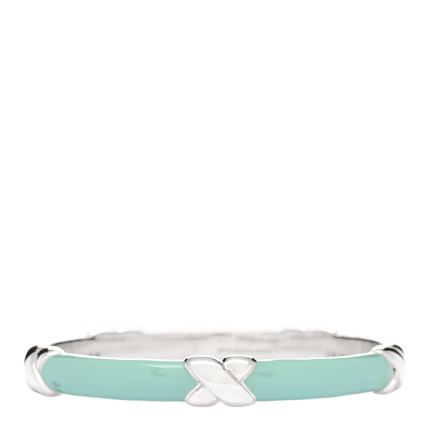 Sterling Silver Enamel Signature X Bangle Bracelet Blue