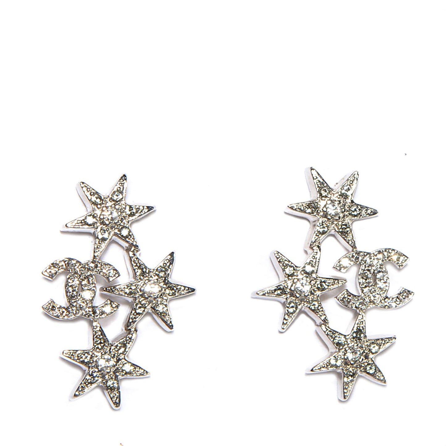Crystal CC Star Earrings Silver