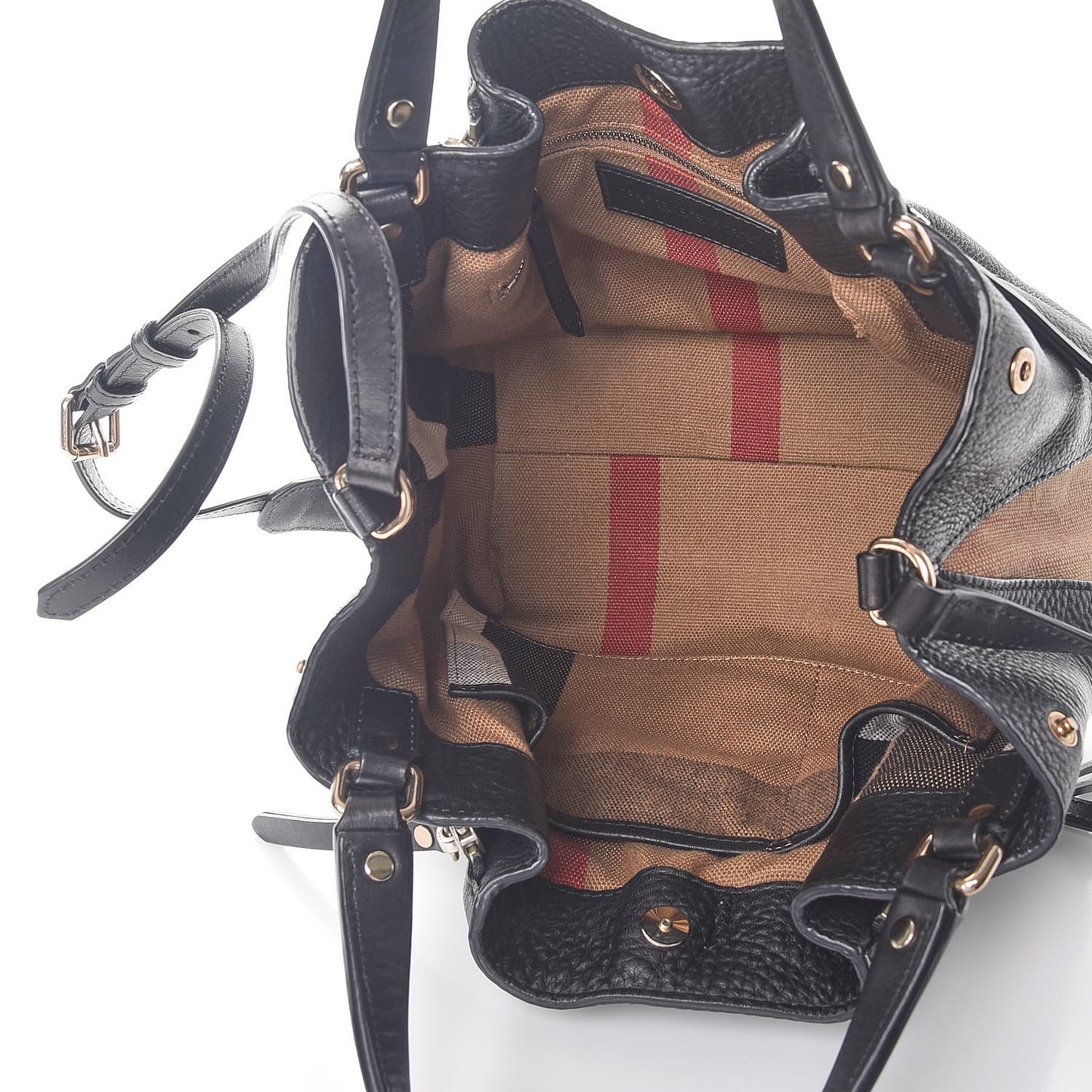 Grainy Calfskin House Check Small Maidstone Black