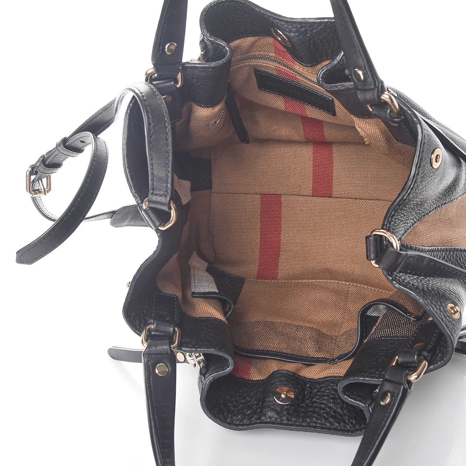 Burberry Grainy Calfskin House Check Small Maidstone Black 5 of 9