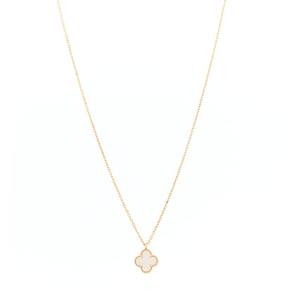Van Cleef & Arpels 18K Yellow Gold Mother of Pearl Sweet Alhambra Pendant Necklace 1 of 7