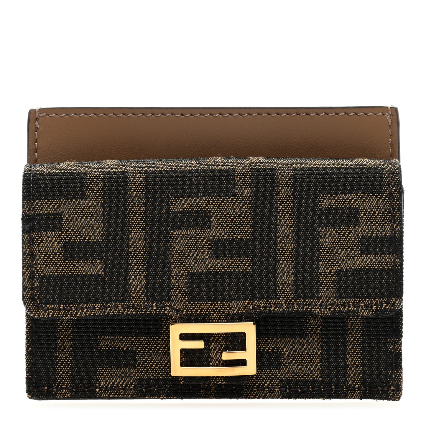Fabric Jacquard FF 1974 Fold Over Card Holder Wallet Tobacco Moro