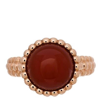 Van Cleef & Arpels 18K Rose Gold Carnelian Perlee Couleurs Ring 48 4.5 1 of 5