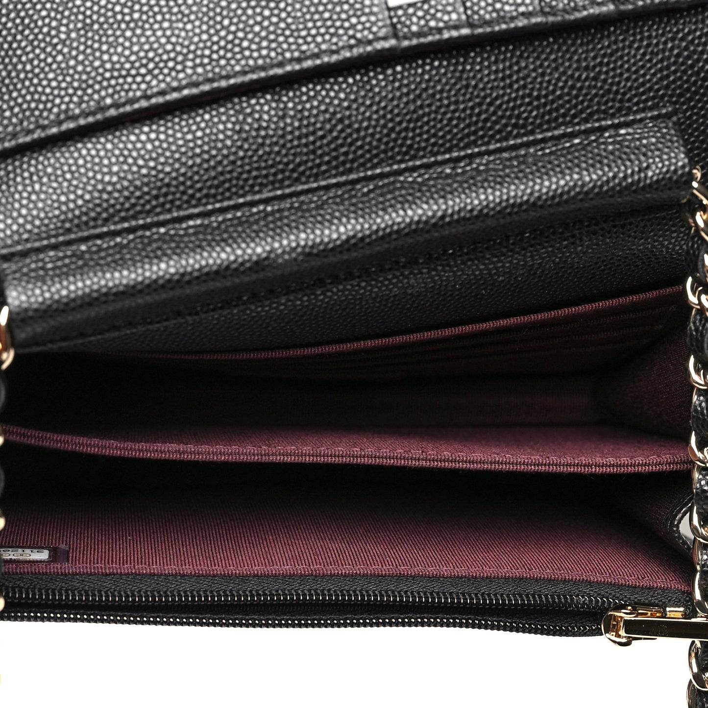 Caviar Quilted Mini Wallet On Chain WOC Black