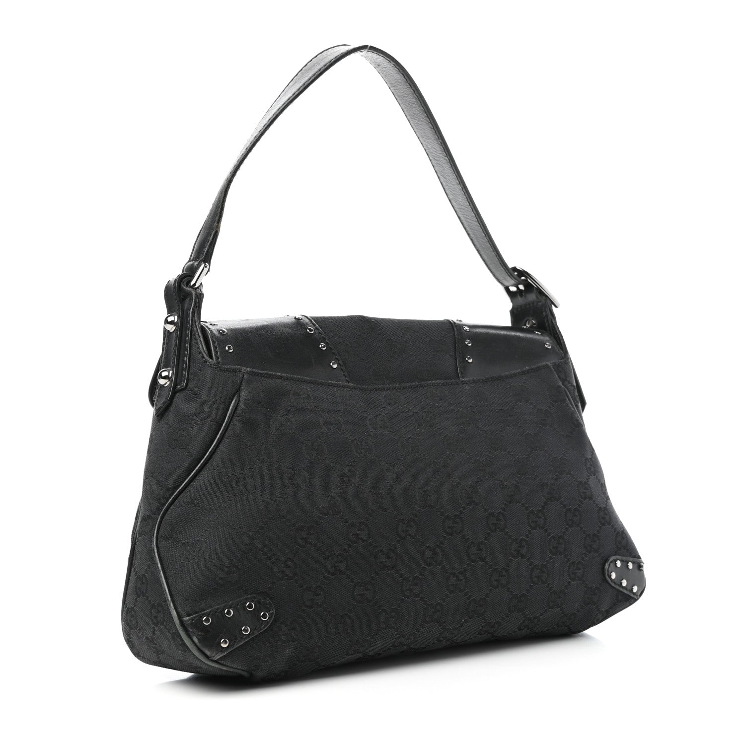 Gucci Monogram Horsebit Chain Flap Shoulder Bag Black 3 of 9
