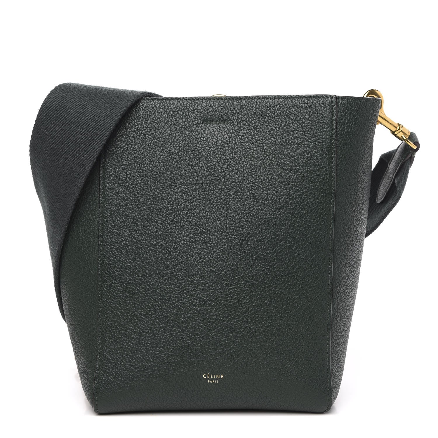 Celine Soft Grained Calfskin Small Sangle Bucket Bag Dark Green 1 of 9