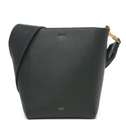 Celine Soft Grained Calfskin Small Sangle Bucket Bag Dark Green 1 of 9
