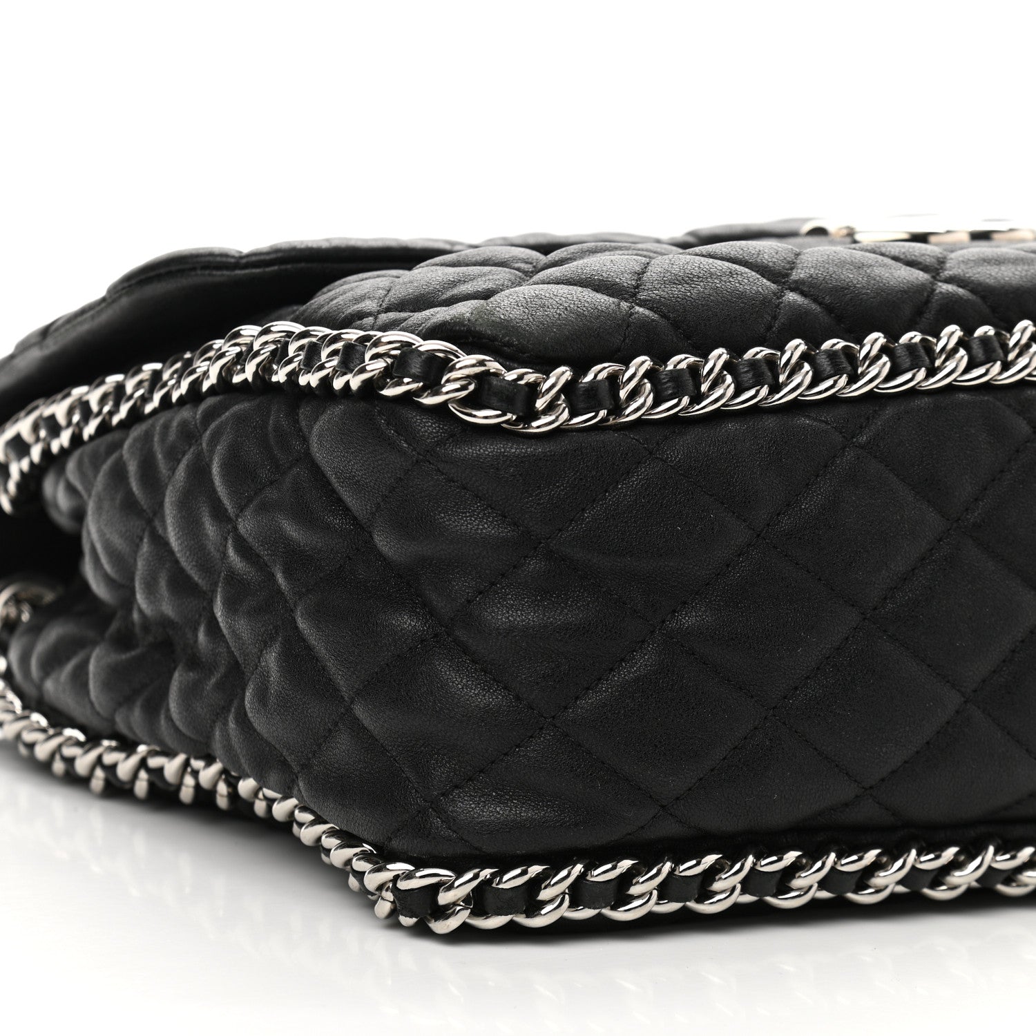 Chanel Washed Lambskin Quilted Maxi Chain Around Flap Black 9 of 14