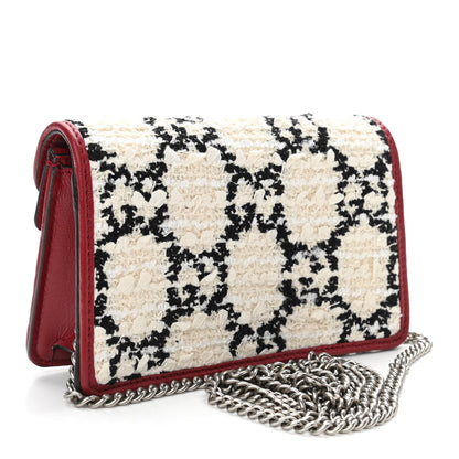 Gucci Tweed GG Monogram Super Mini Dionysus Shoulder Bag White Black Romantic Cherry 3 of 9