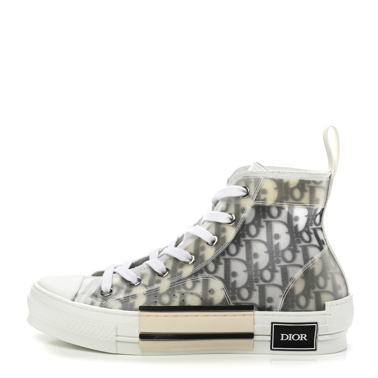 Christian Dior Technical Canvas Oblique Mens B23 High Top Sneakers 38 White Black 1 of 9