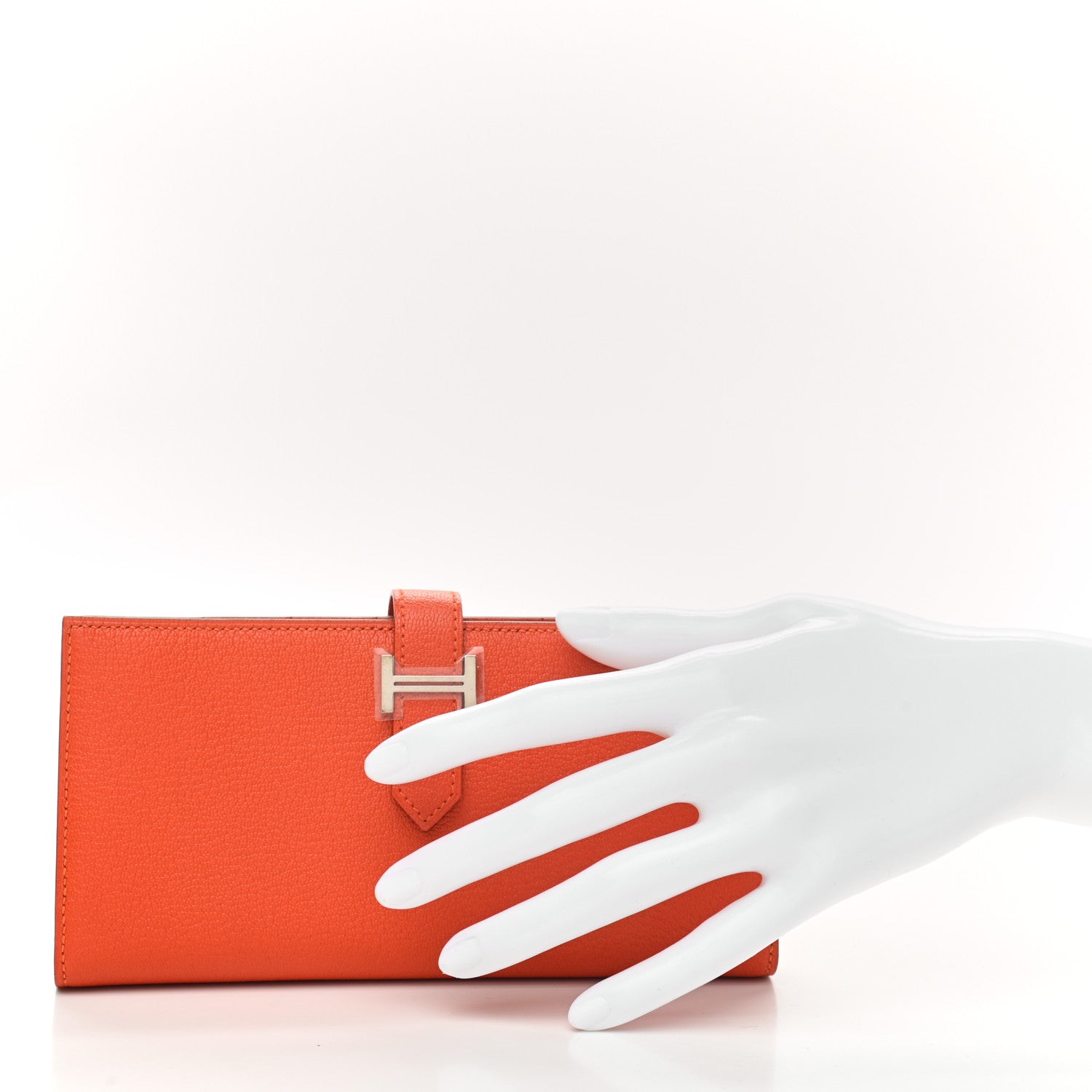 Hermes Chevre Mysore Bearn Gusset Wallet Orange 4 of 7