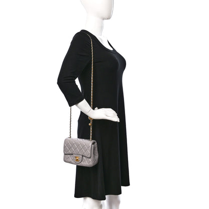 Chanel Lambskin Quilted Mini Pearl Crush Flap Light Grey 2 of 9