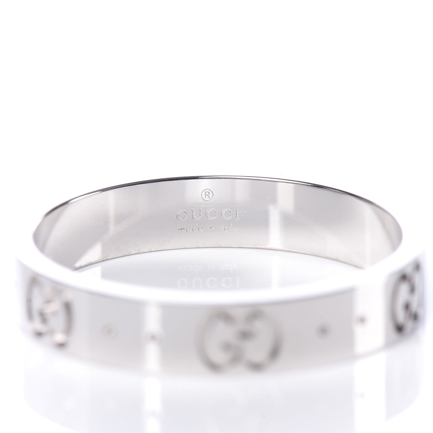 Gucci 18K White Gold 4mm Icon Thin Band Ring 60 9 6 of 7