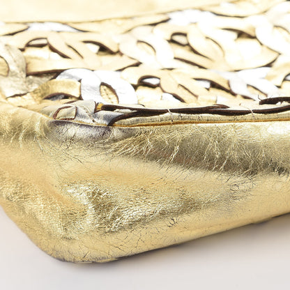 Chanel Metallic Crackled Calfskin Medium CC Mix Flap Gold Silver 10 of 12