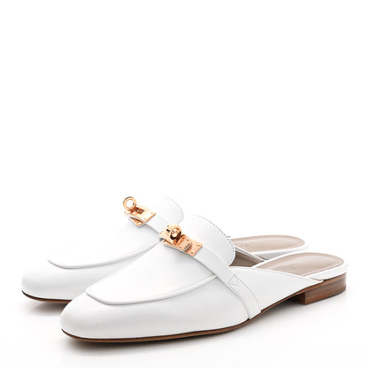 Hermes Calfskin Oz Mules 38 White 3 of 9