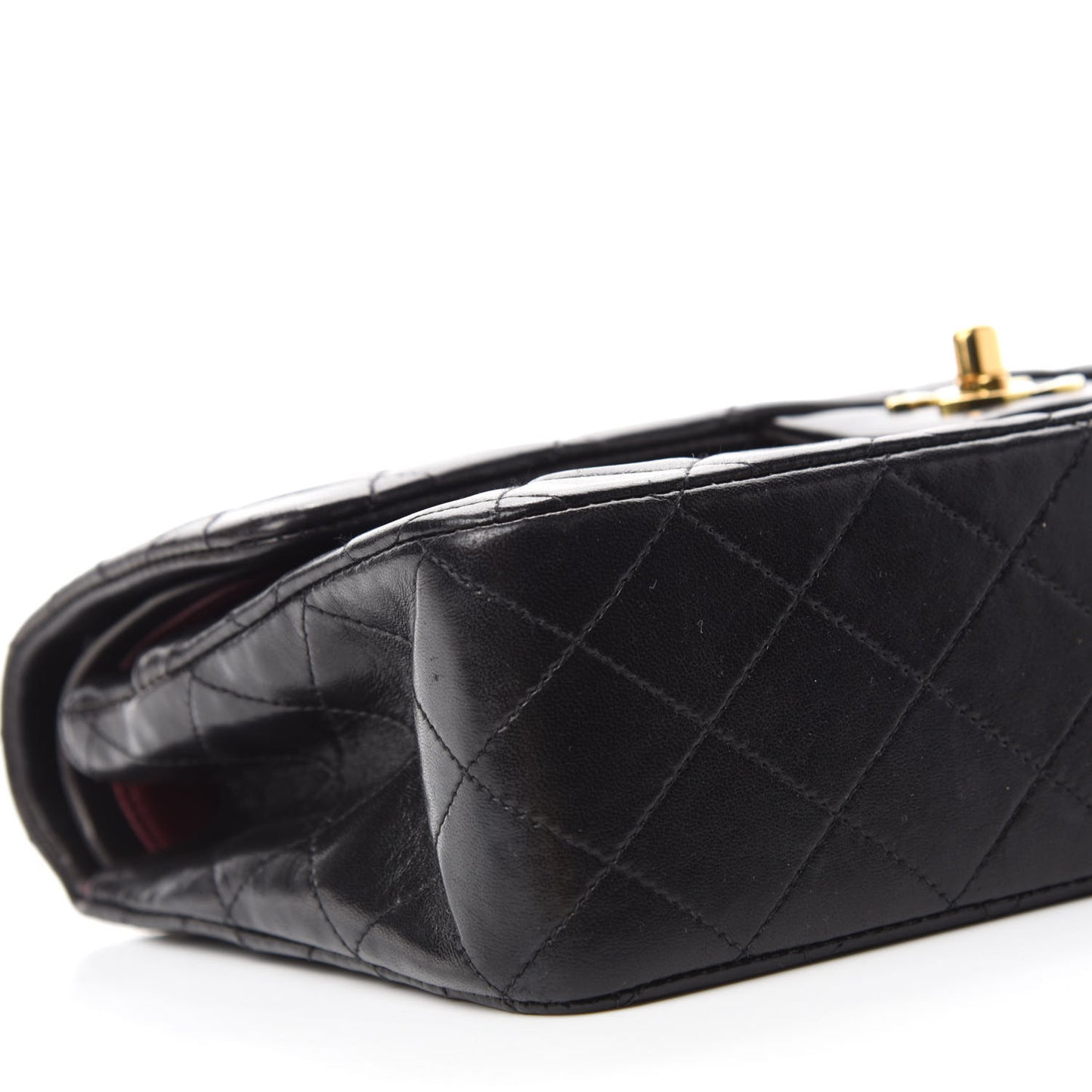 Lambskin Quilted Medium Double Flap Black