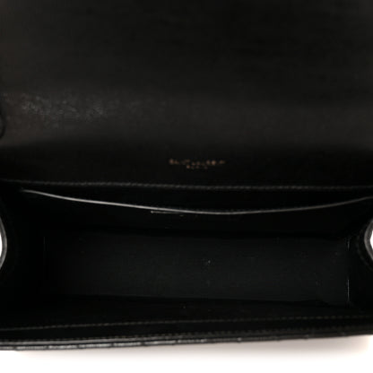 Saint Laurent Grain De Poudre Textured Mixed Matelasse Triquilt Medium Monogram Monochrome Satchel Black 5 of 12