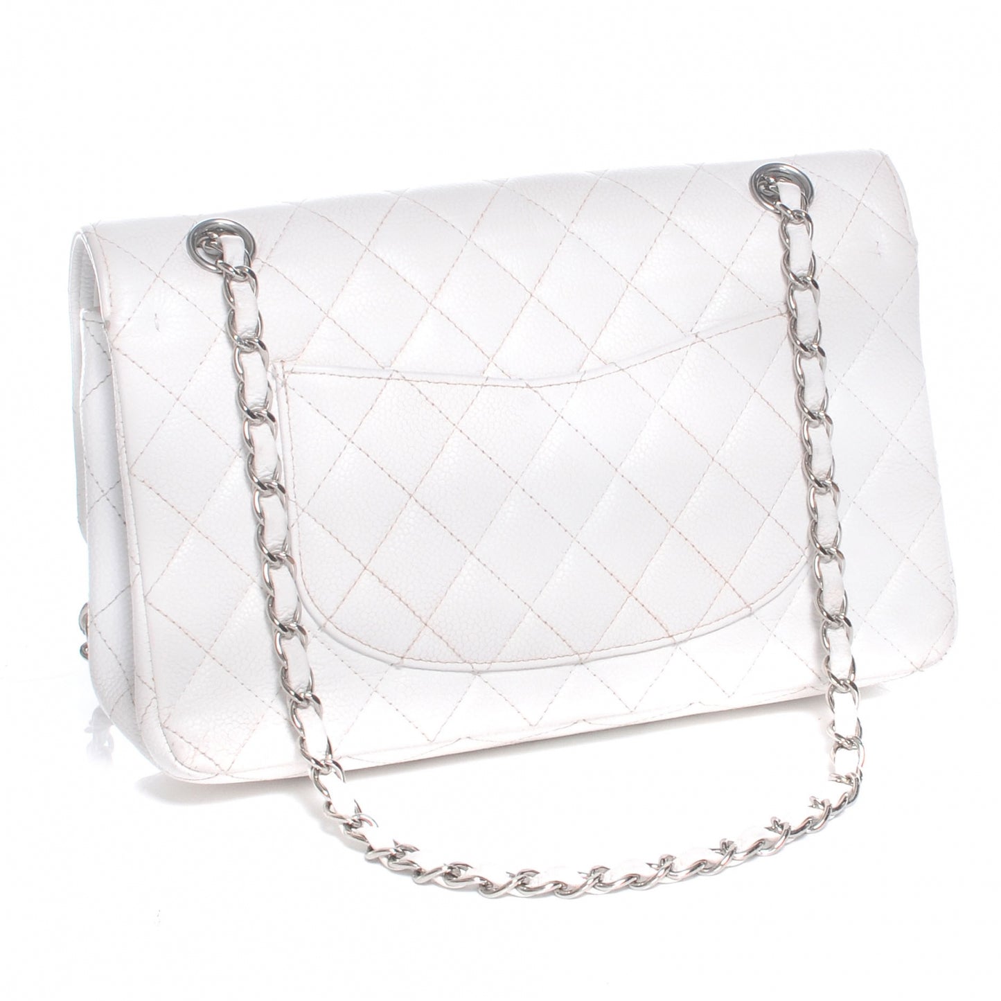 Caviar Medium Double Flap White