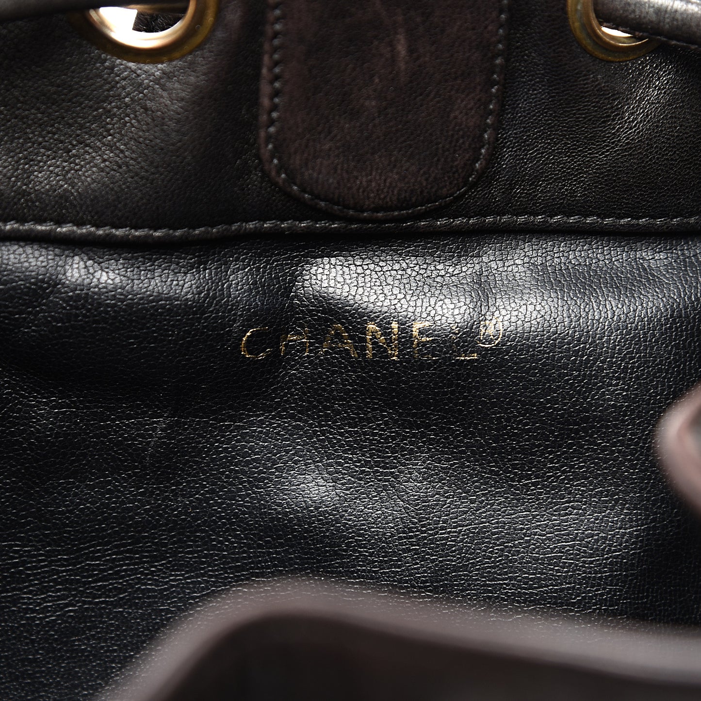 Lambskin CC Drawstring Backpack Black