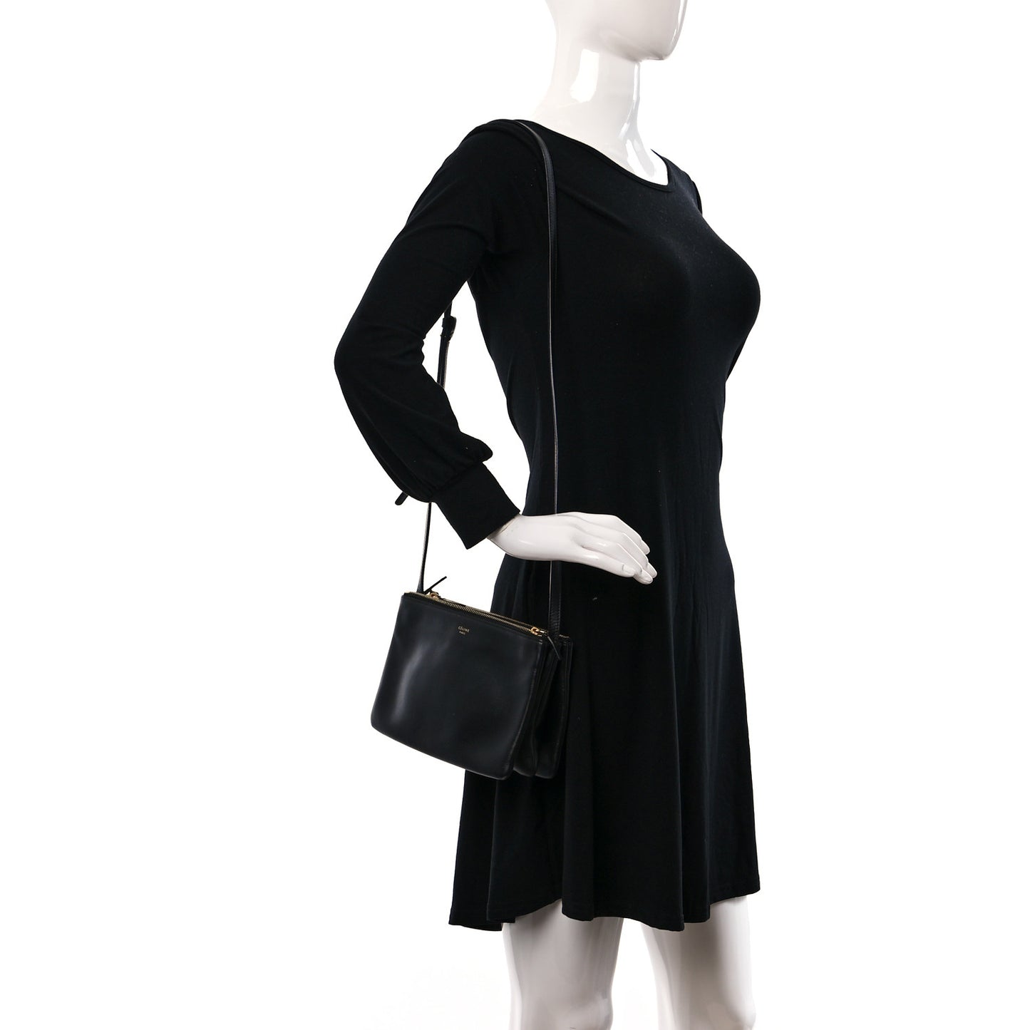 Liege Calfskin Small Trio Crossbody Bag Black