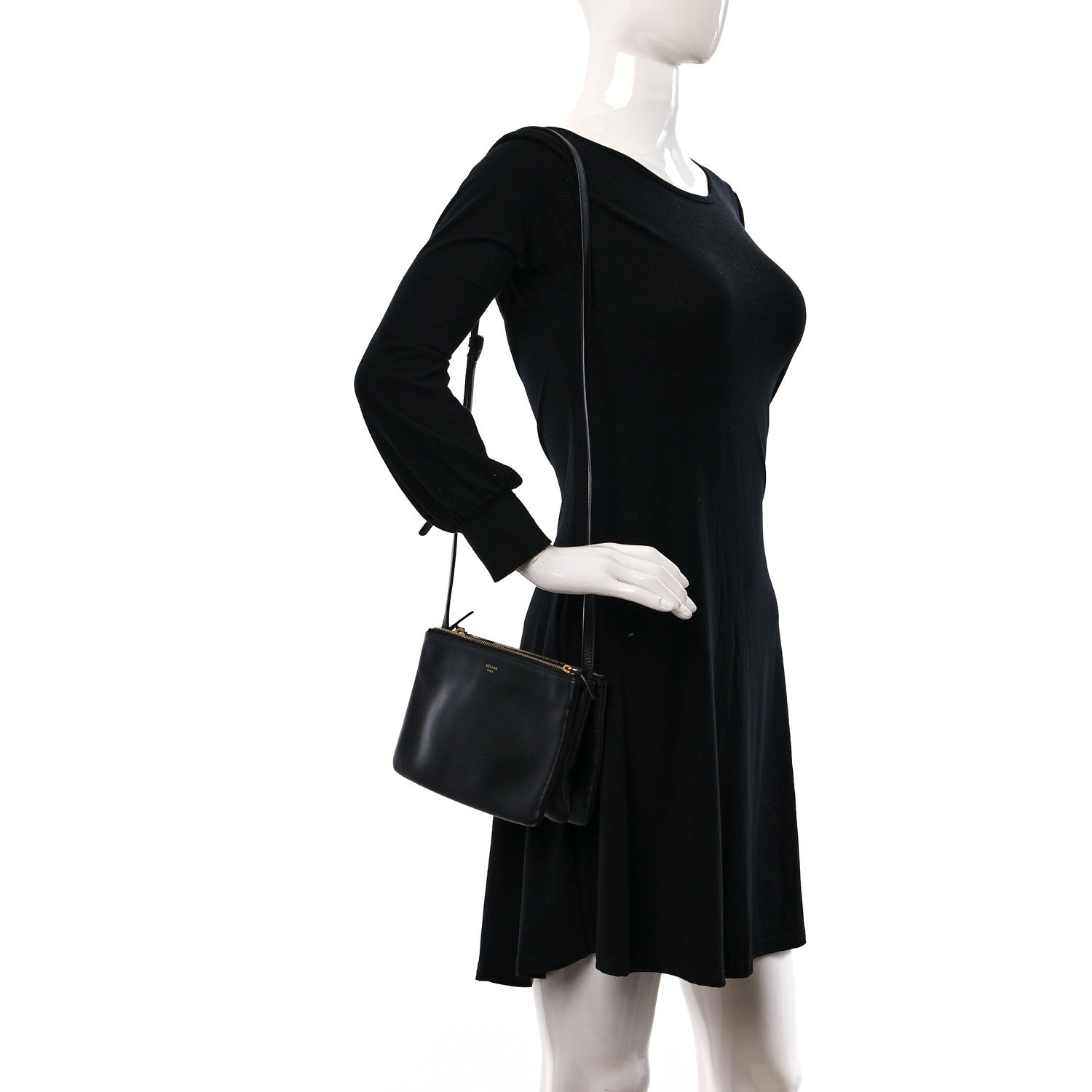 Celine Liege Calfskin Small Trio Crossbody Bag Black 2 of 13