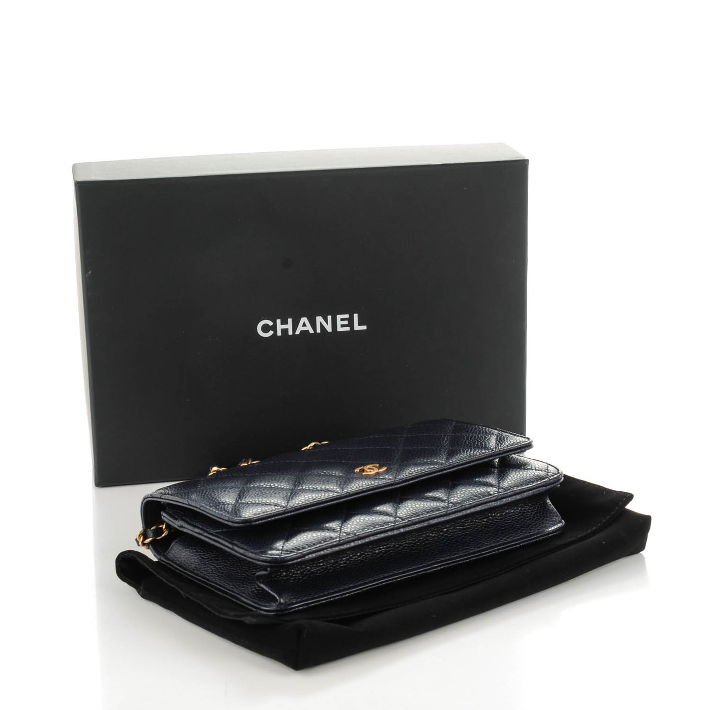Caviar Quilted Wallet On Chain WOC Navy