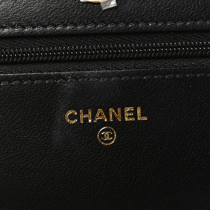 Chanel Lambskin Quilted Pearl CC Wallet on Chain WOC Black 6 of 10