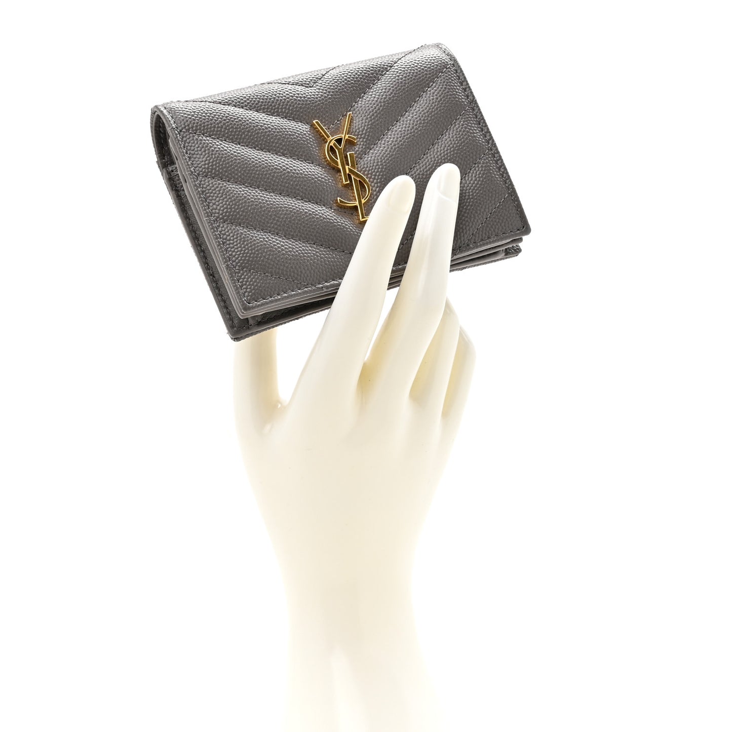 Grain De Poudre Matelasse Chevron Monogram Flap Card Case Fog