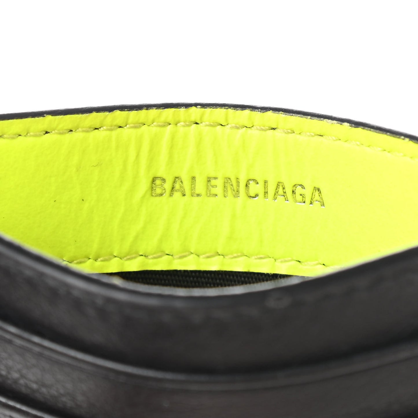 Smooth Calfskin Everyday Multi Card Case Black Fluo Yellow