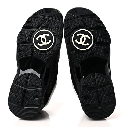 Chanel Mesh Suede Grained Calfskin Womens CC Sneakers 36.5 Black White 5 of 8