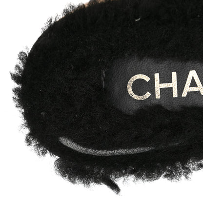 Chanel Suede Calfskin Shearling Turn Lock Clogs 41 Black 8 of 11