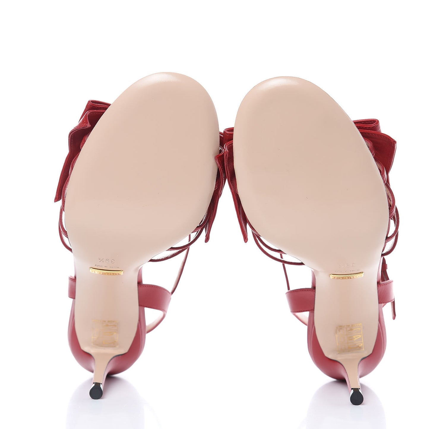 Nappa Queen Margaret Mid Heel Sandals 39.5 Hibiscus Red