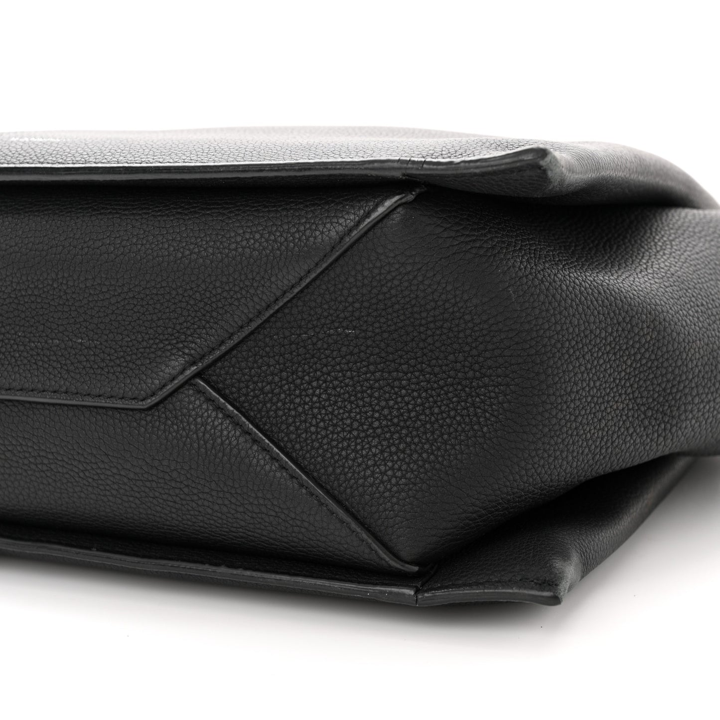 Baby Grained Calfskin Medium Tri-Fold Bag Black