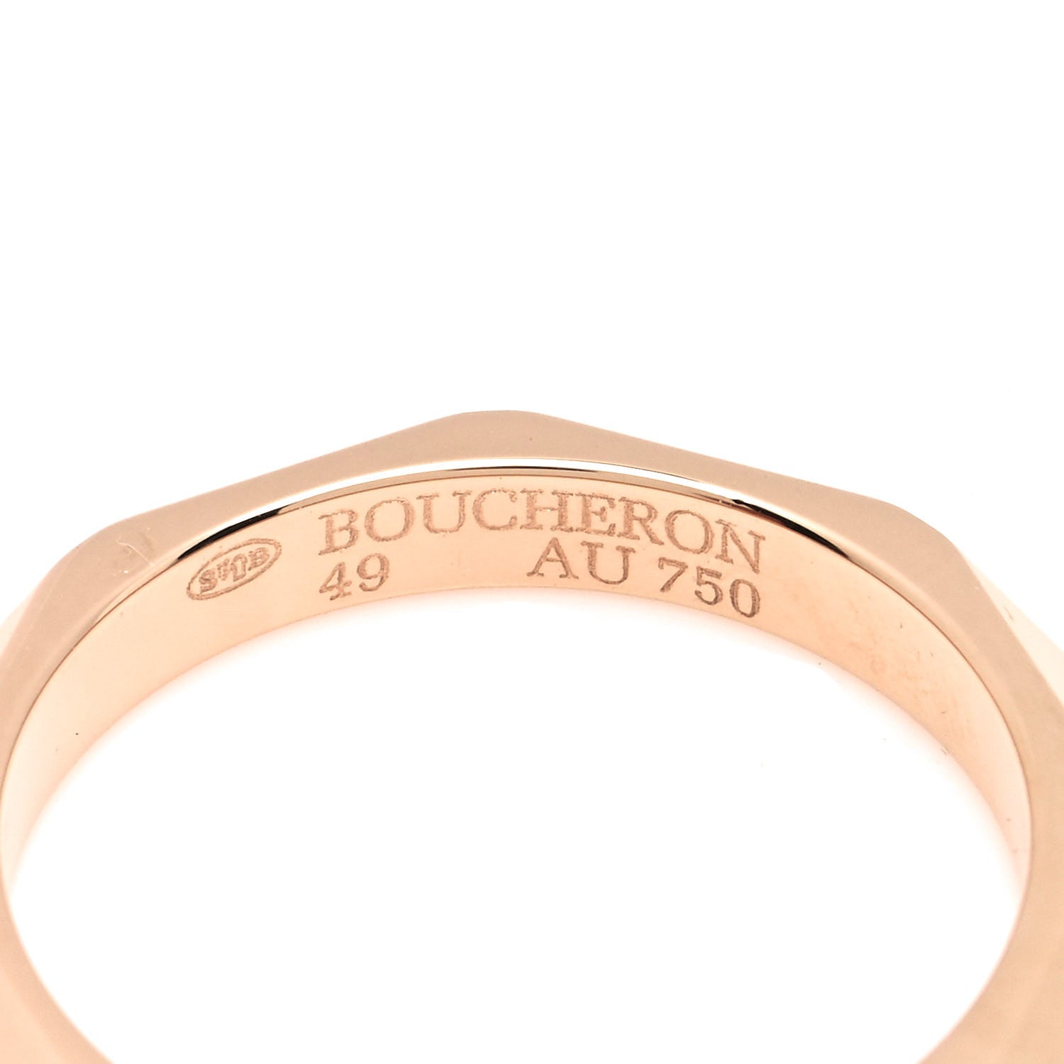 Boucheron 18K Pink Gold Diamond Facette Wedding Band Ring 49 4.75 4 of 4