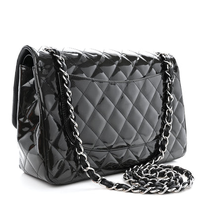 Chanel Striated Patent Quilted Jumbo Double Flap Black 3 of 17
