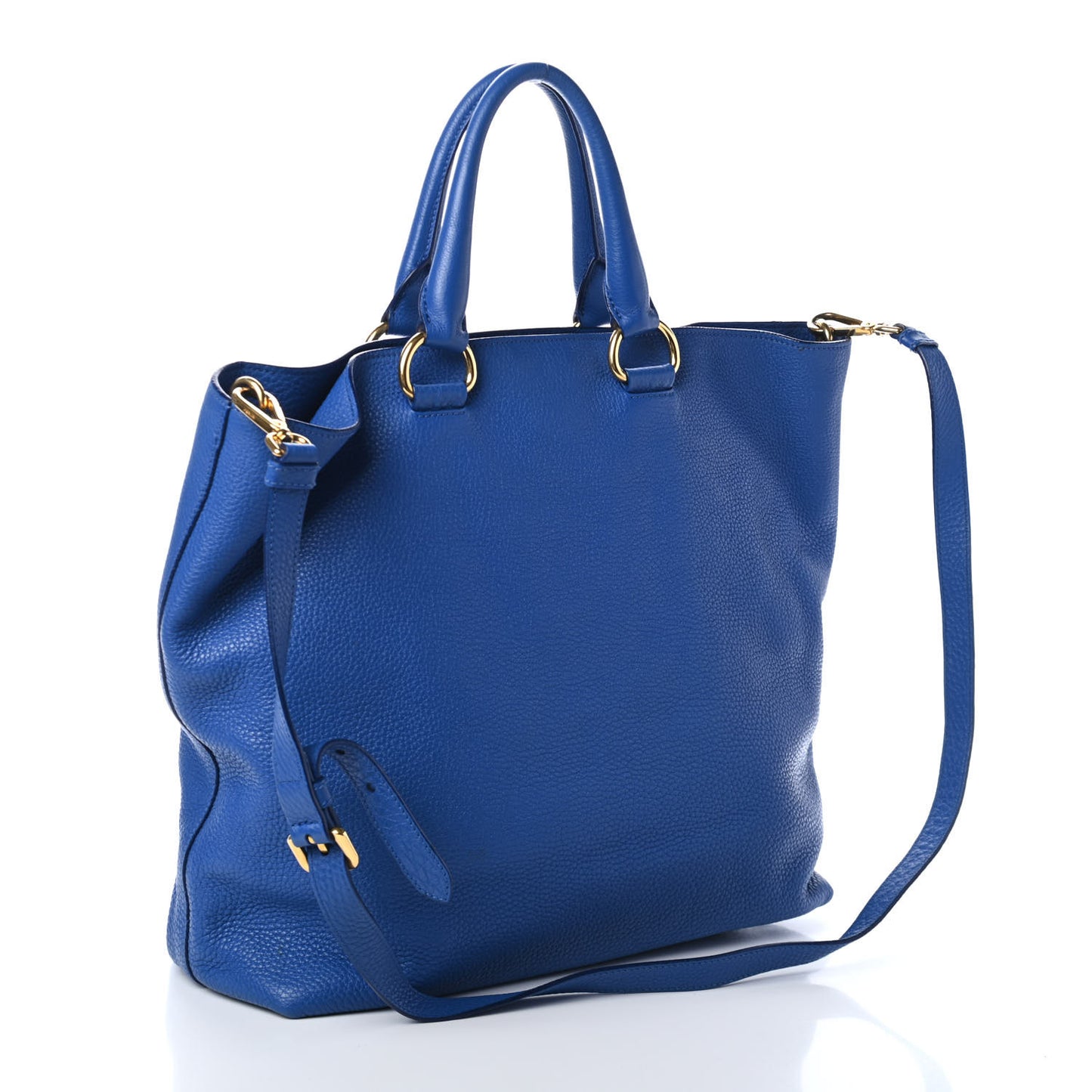 Vitello Daino Shopping Tote Azzurro