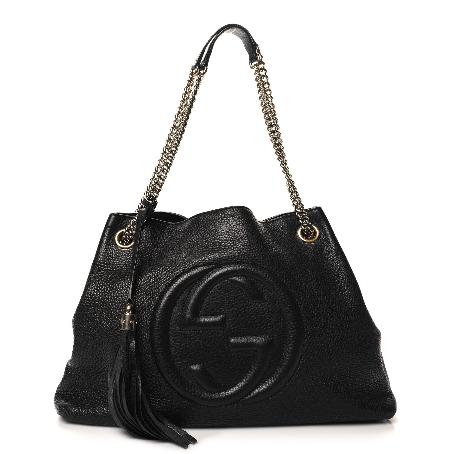 Gucci Pebbled Calfskin Medium Soho Chain Shoulder Bag Black 1 of 13