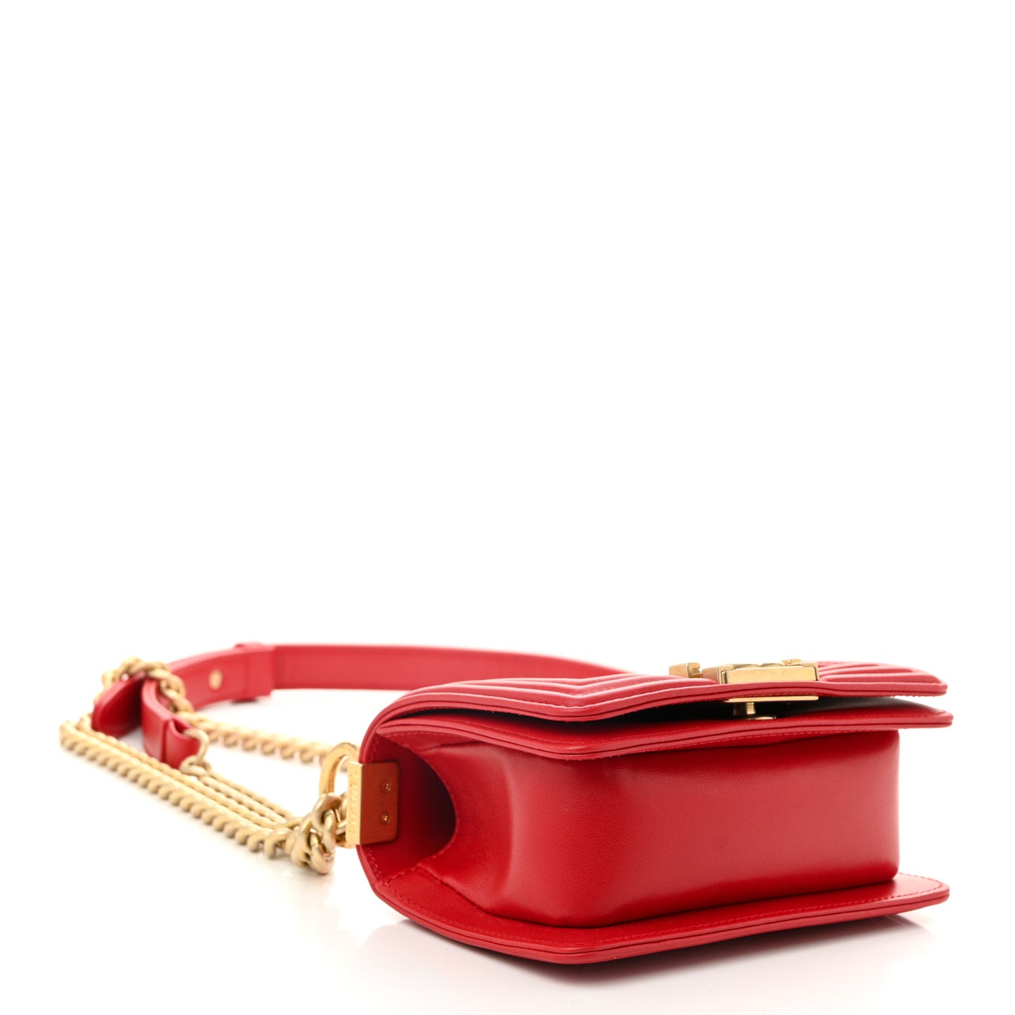 Lambskin Quilted Mini Boy Flap Red