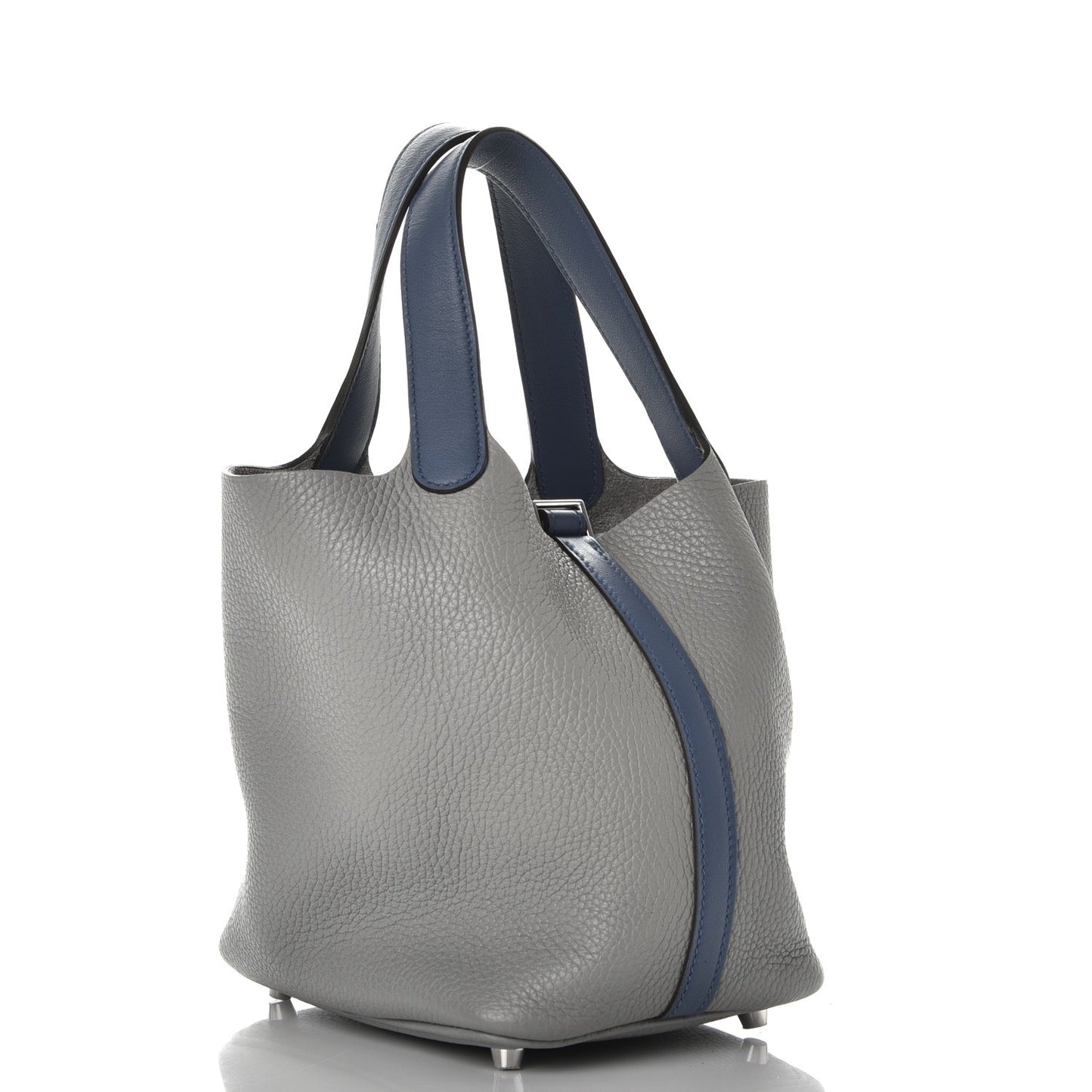 Taurillon Clemence Picotin Lock 18 PM Gris Mouette Bleu Agate