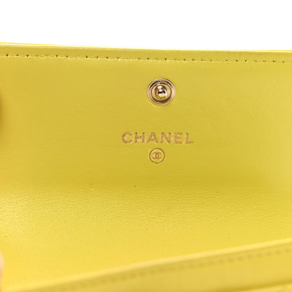 Chanel Lambskin Chevron Quilted Boy Flap Card Holder Yellow 7 of 10