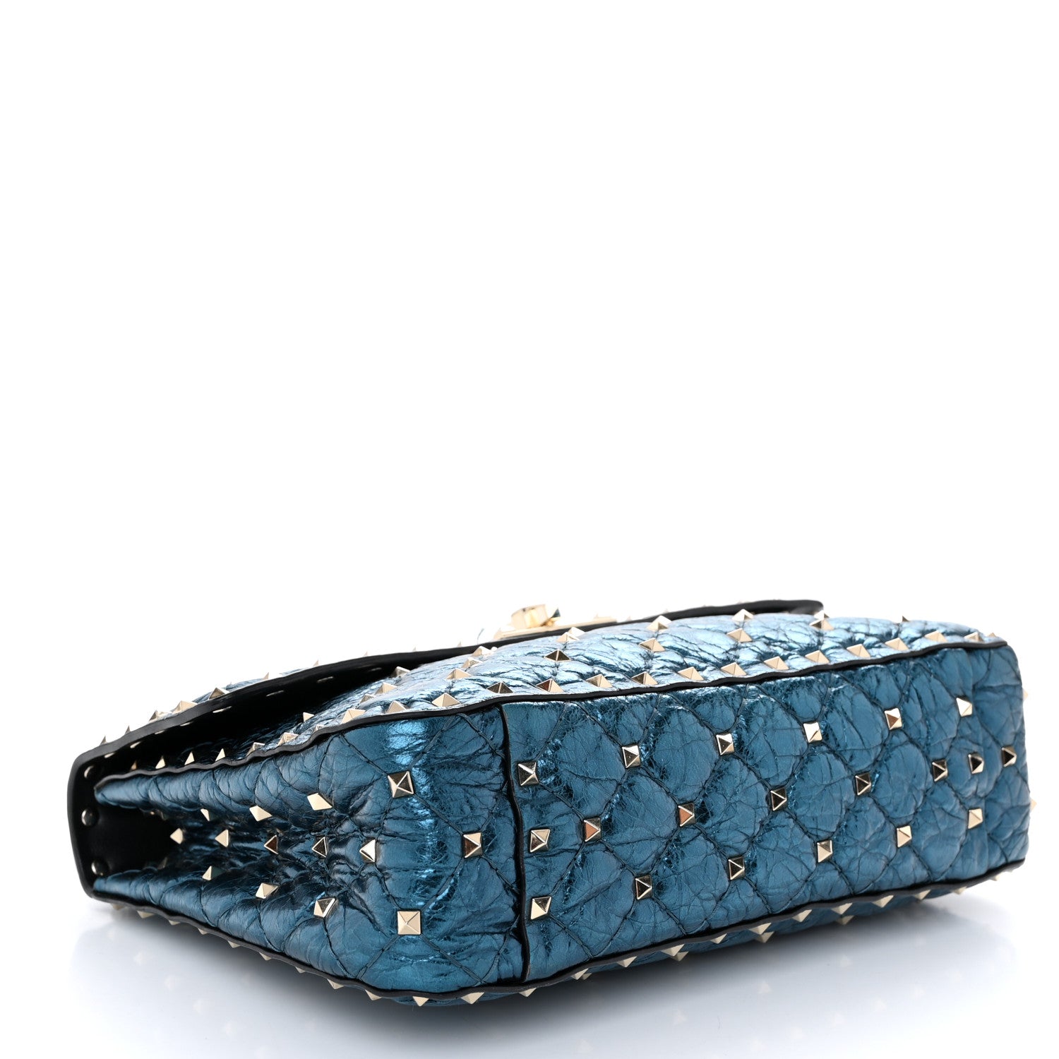 Valentino Garavani Metallic Nappa Medium Rockstud Spike Shoulder Bag Cerulean 4 of 11