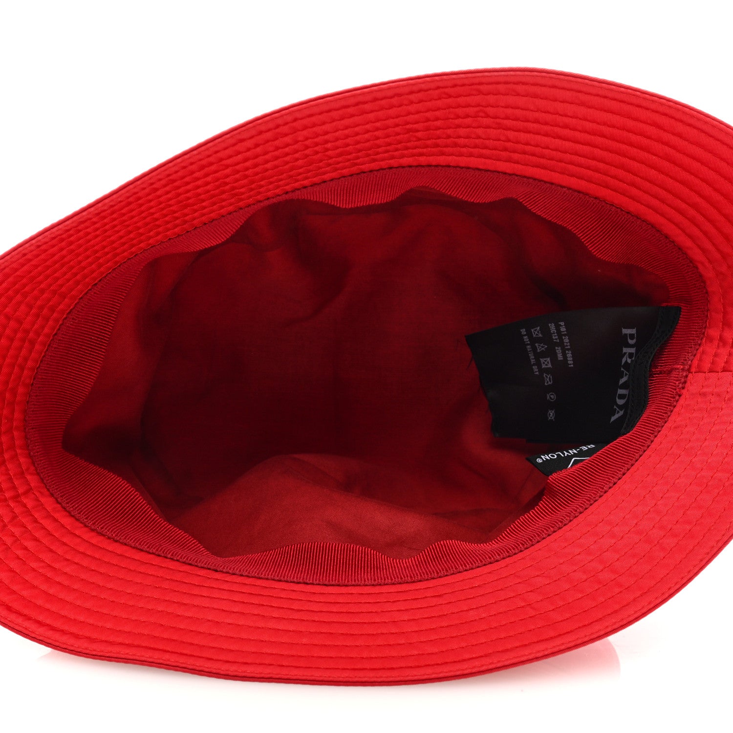 Prada Re-Nylon Metal Triangle Logo Mens Bucket Hat XL Rosso 6 of 7