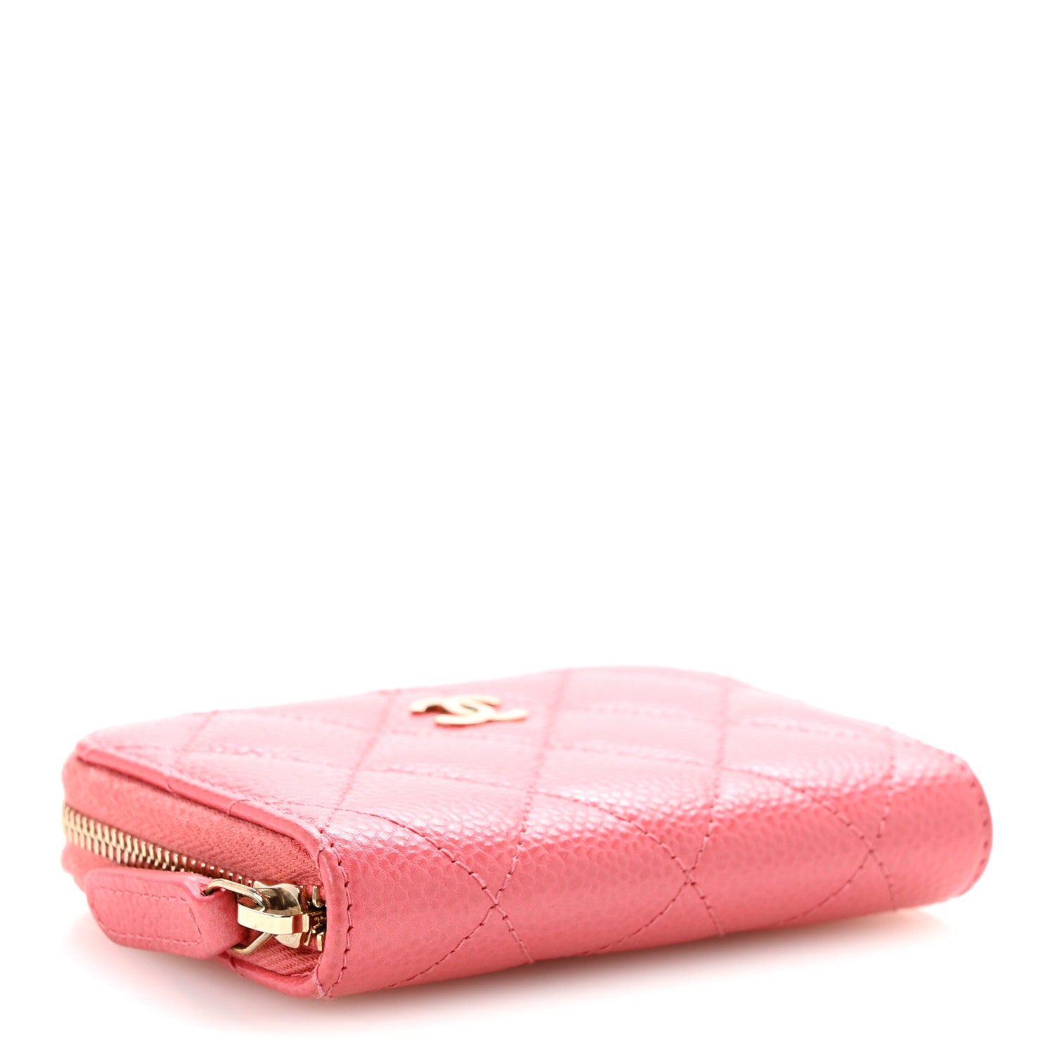 Chanel Metallic Caviar Quilted Zip Coin Purse Pink 4 of 10