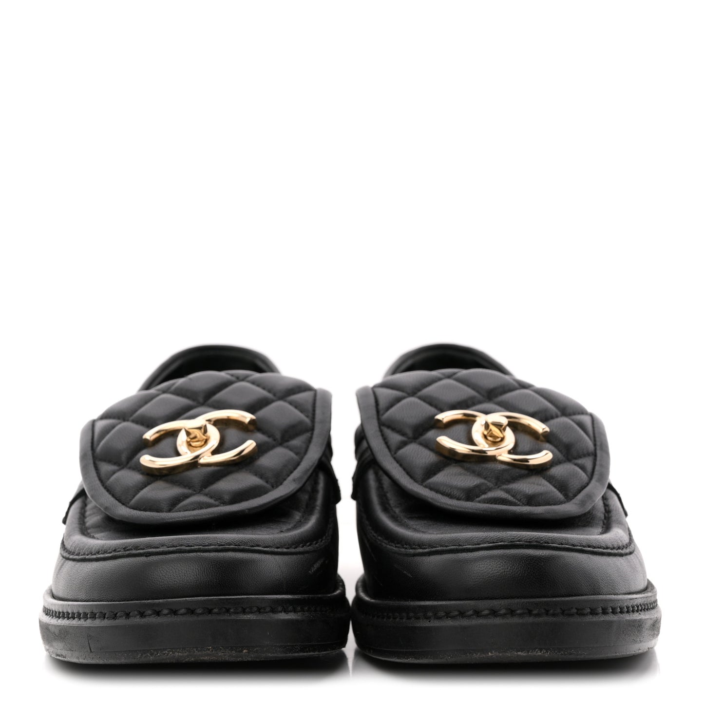 Lambskin Quilted CC Turnlock Loafers 36.5 Black