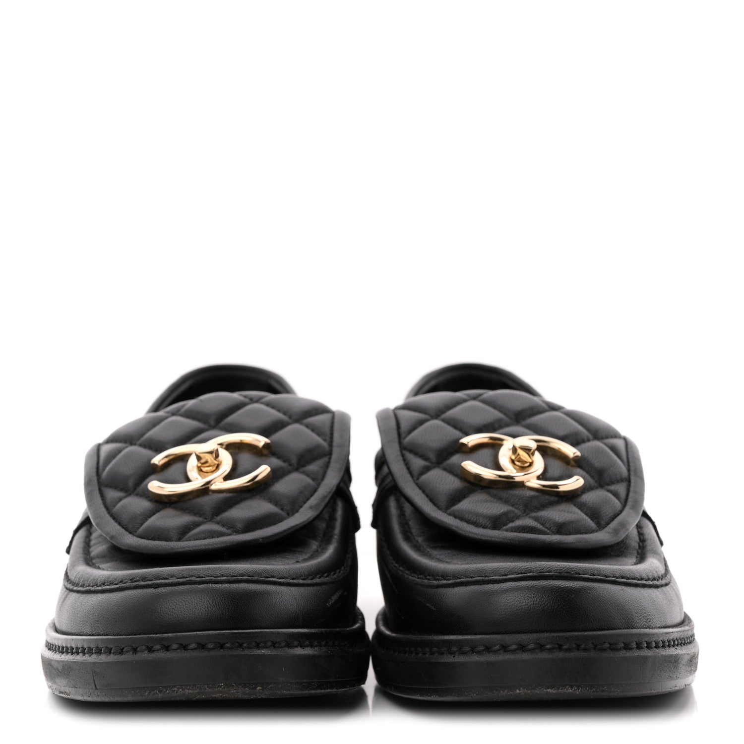 Chanel Lambskin Quilted CC Turnlock Loafers 36.5 Black 3 of 11